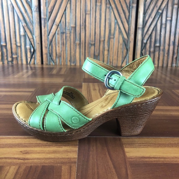 Born | Shoes | Born Belinda Leather Strappy Green Heeled Sandals | Poshmark